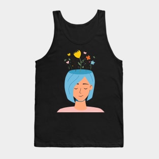 Woman With Flowers On Her Head Tank Top